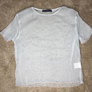 Brandy Melville Mesh White Sparkle Top